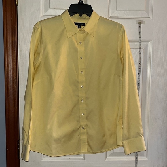 Lands end-12-yellow-button down, long sleeve, 100% cotton, dress shirt. - Picture 1 of 13